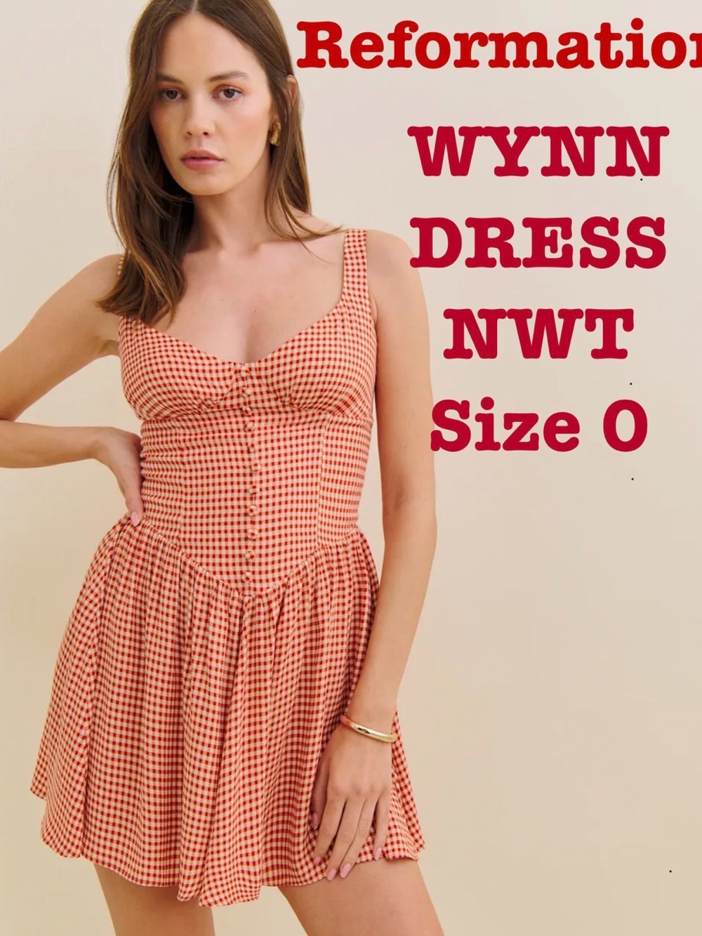 Reformation Wynn Red Plaid Mini Dress Size 0